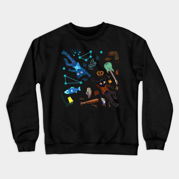 Night In The Woods🍂 Crewneck Sweatshirt by Doutarina